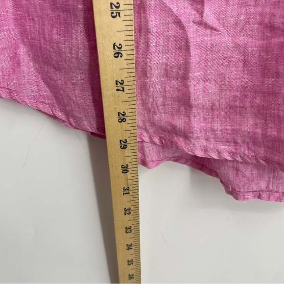 Cynthia Rowley Womens plus size 1x Pink 100% Linen Tunic Style Collared Blouse - Picture 4 of 6